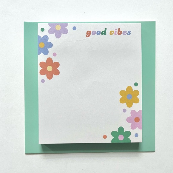 🏷️ 1970s style “good vibes” floral sticky memo pad - Picture 5 of 7